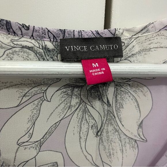 Vince Camuto Floral Blossoms Tunic Swim Coverup Dress Side Slits Purple Medium - Picture 3 of 7